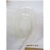 Image 2 : Lot of 2 Pink Depression Glass Items Bowl and Plate and a Clear Bowl Different Patterns