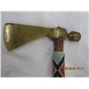 Image 3 : Vintage Native American Beaded Peace Pipe with Brass Axe Head 18 Inches Long