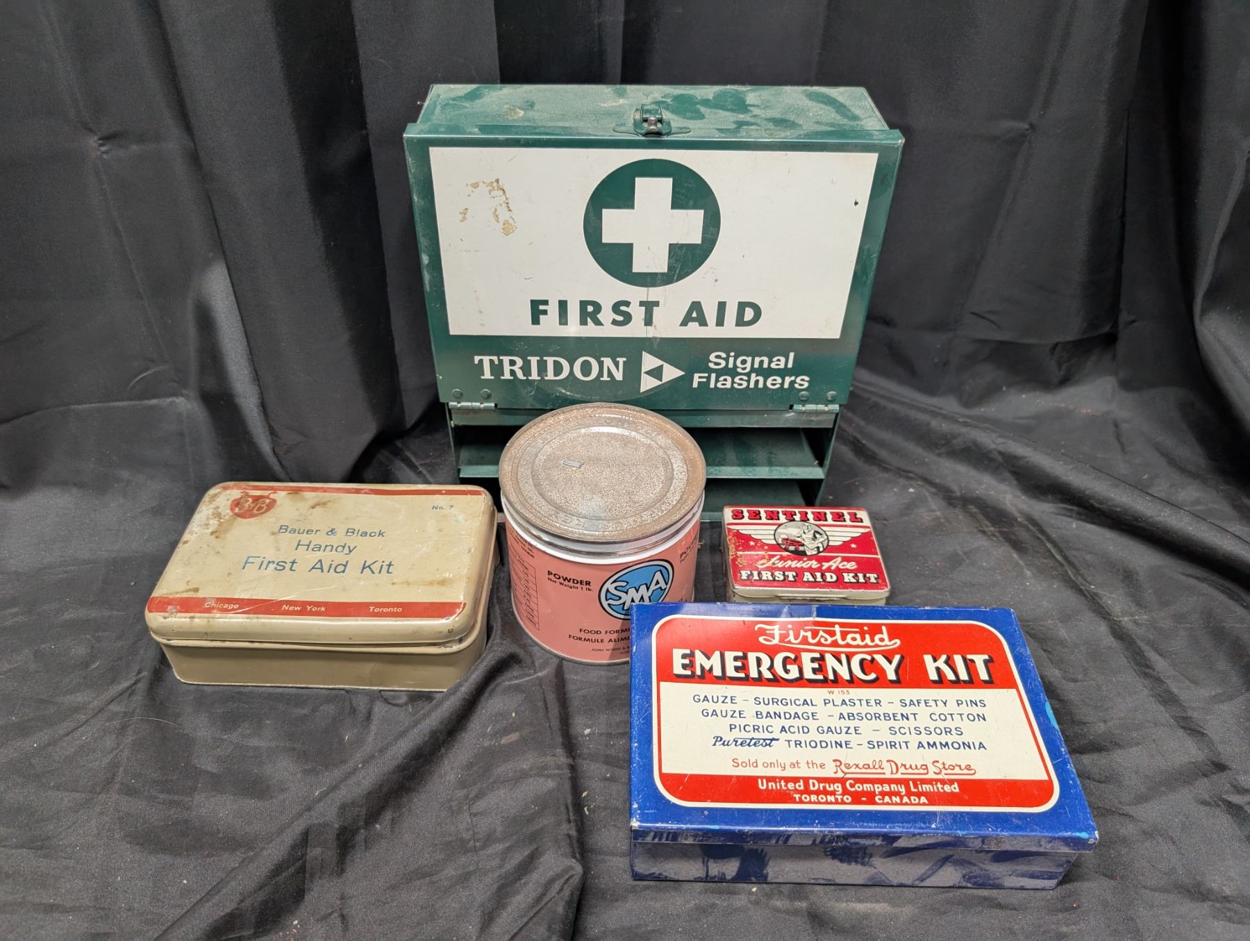 Vintage First Aid Kit w/ Misc. First Aid Kits and etc. - Schmalz Auctions