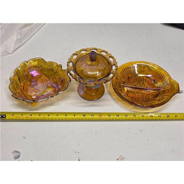 Carnival glass candy dishes