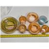 Image 1 : Carnival glass dish and fire king mugs and bowls