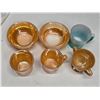 Image 2 : Carnival glass dish and fire king mugs and bowls