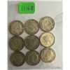 Image 2 : Lot of 9 Canadian Silver dimes from 1940s.