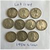 Image 2 : Lot of 10 Canadian Silver dimes from 1954.
