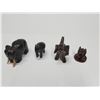 Image 4 : Collection of four hand-carved wooden elephant figurines