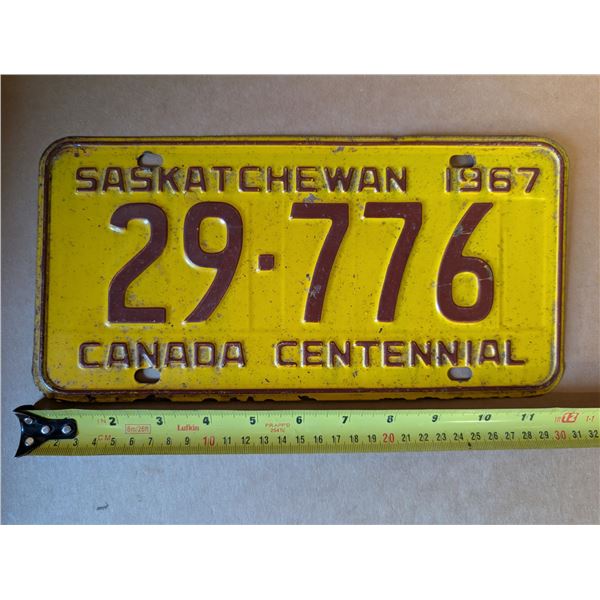 1967 Saskatchewan Plate 29-776 Canada Centennial