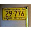 Image 2 : 1967 Saskatchewan Plate 29-776 Canada Centennial