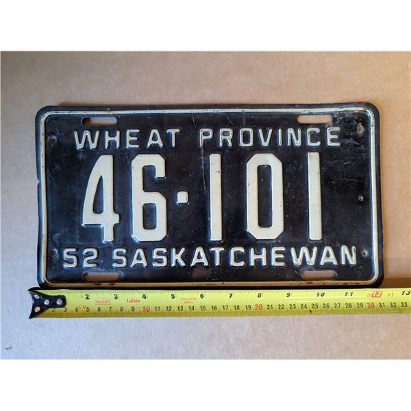 1952 Saskatchewan Plate 46-101 Wheat Province