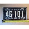 Image 1 : 1952 Saskatchewan Plate 46-101 Wheat Province