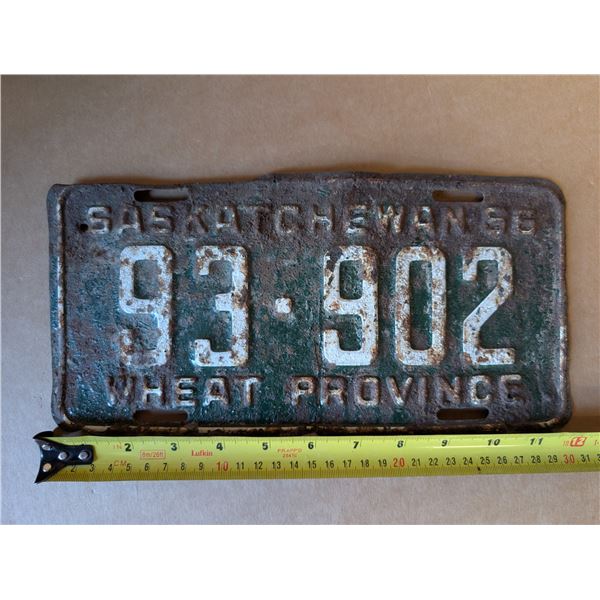 1956 Saskatchewan Plate 93-902 Wheat Province