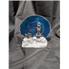 Image 1 : Vintage Blue Agate Candle Holder w/ Castle/Dragon Design