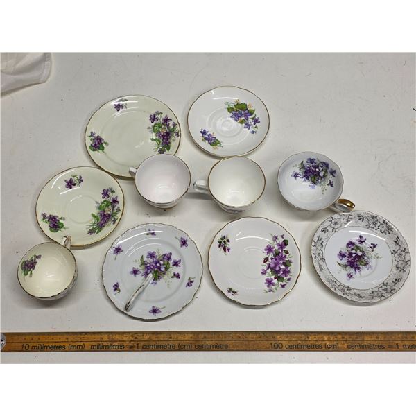 Purple Violet Pattern China - 1 "Grandmother" - 10 pieces