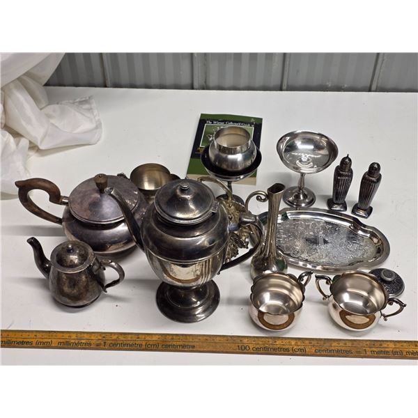 Silver Plate items - 14 pieces + book