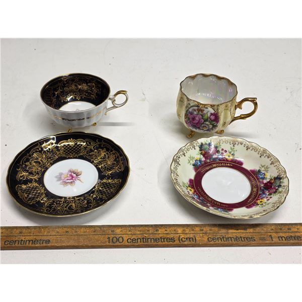 2 Hand Painted "3 Footed" Teacups - Japan