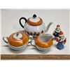 Image 1 : "Lusterware" Playing Card Pattern Teapot, Cream and Sugar and King and Queen From Alice in Wonderlan