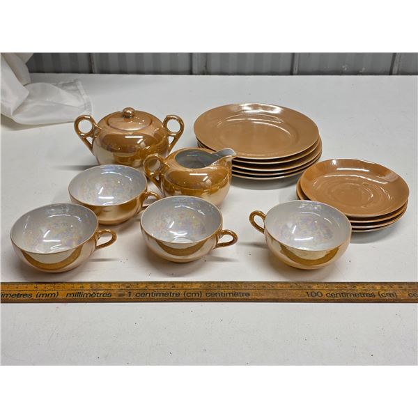 15 Pieces Peach "Lusterware" Japan