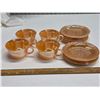 Image 1 : 14 Pieces Peach "Lusterware" Fire King