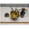 Image 1 : 5 Pieces Brass Items including Brass Music Box - working and 6 Piece Coaster Set