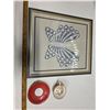 Image 1 : Crochet Professional Framed Butterfly 16.5x18.5 inches + Butterfly "Aynsley" Teacup