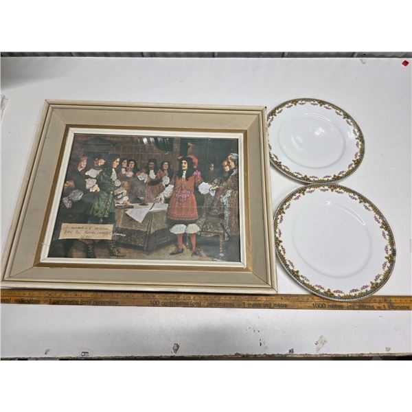2 "Hudson Bay" China Plates + Art Print "Granting of Hudson Bay Co. Royal Charter May 2nd 1670" - 16