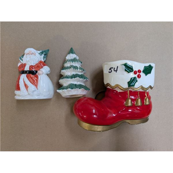 Vintage 1989 Christmas Salt and Pepper Shakers , and small Boot Decor