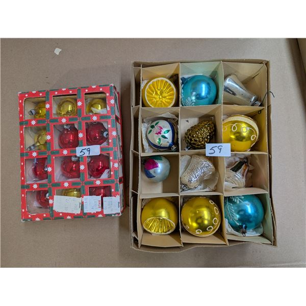 Box of Vintage Christmas Ornaments w/ Original Box