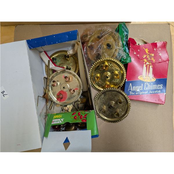 Box of Vintage Candle Holders (Angel Chimes) and etc.