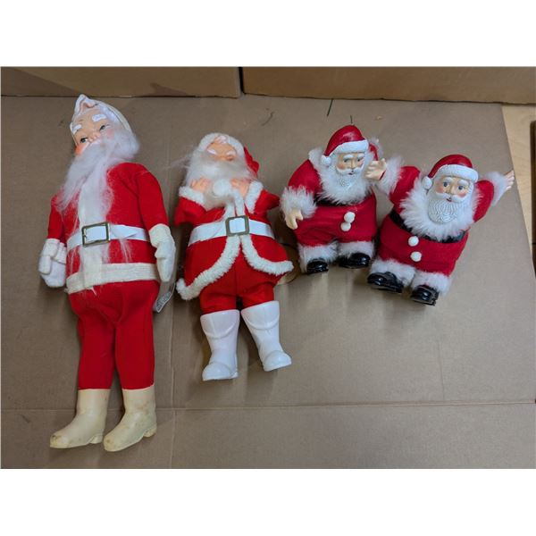 Lot of (4) Vintage Santa Decor Figures (2) Sitting Shelf Santa's