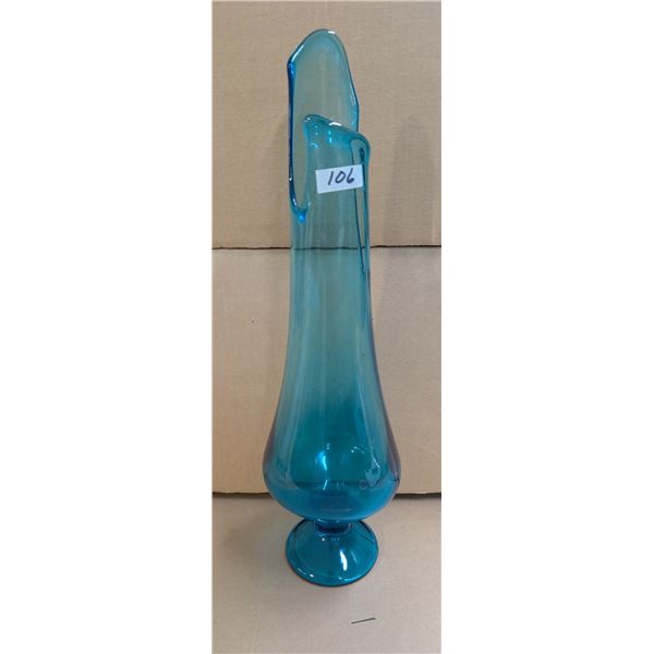 Vintage Peacock Blue Vase 19.5"