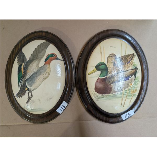(2) Vintage Round Wall Decor W/ Mallard Design Garden Grove. Co