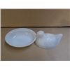 Image 3 : Glass Hen Nest Bowl Design (Milk Glass)