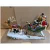 Image 2 : (2) Vintage Christmas Statue Decor (Santa/Family on Sleighs and Reindeer)