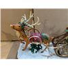 Image 4 : (2) Vintage Christmas Statue Decor (Santa/Family on Sleighs and Reindeer)