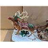 Image 7 : (2) Vintage Christmas Statue Decor (Santa/Family on Sleighs and Reindeer)