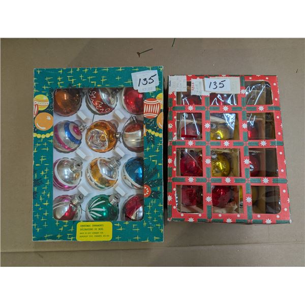 Box of Vintage Christmas Ornaments w/ original Boxes