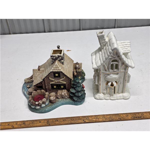 Tealight Holder "Trappers Cottage" made by Partylite + Winter Teashop Tealight Holder