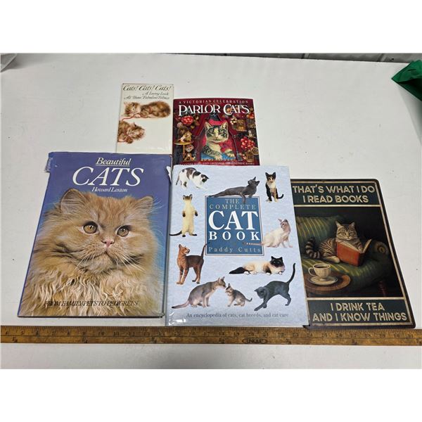 Cat Books and Sign - 5 pieces