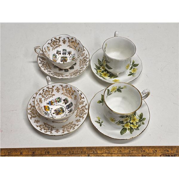2 Paragon China - "Flower Festival" + 2 Paragon China "Canada Coats of Arms"