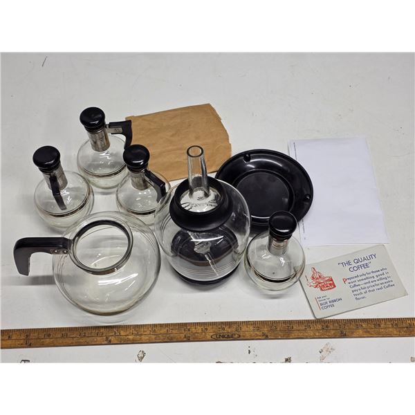 Complete Original Vintage "Pyrex" Coffee Drip + 4 Carafes