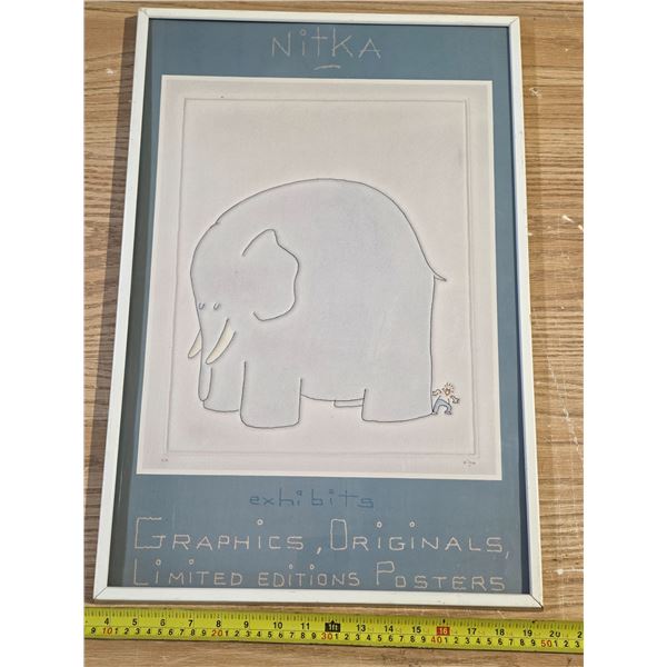 Elephant and little man poster- by louis nitka- 16" by 24"