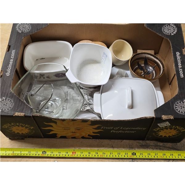 Lot of dishes and 1 corning ware sauce maker