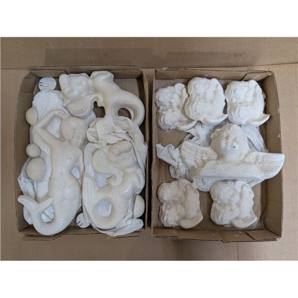 Lot of Vintage Wall Chalkware (Angels, and mermaid Designs)