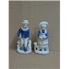 Image 1 : (2) Victorian Blue and White Vintage Porcelain Figures