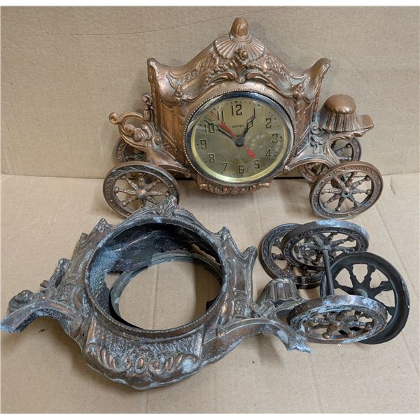 Vintage Bronze or Bronze Plated Carriage Design Clock w/ Parts