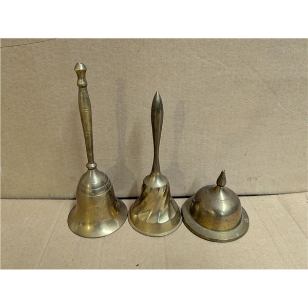 (3) Vintage Brass Bells (1) knobber Missing
