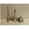 Image 1 : (3) Vintage Brass Bells (1) knobber Missing