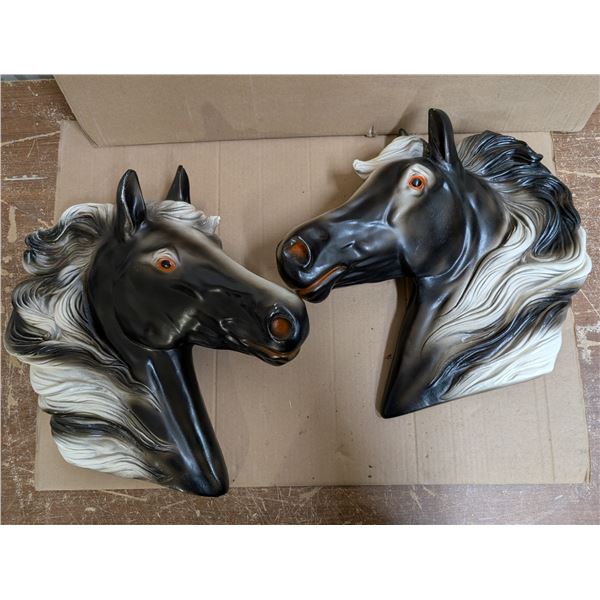 (2) Vintage Chalkware wall Decor (Horse Designs)