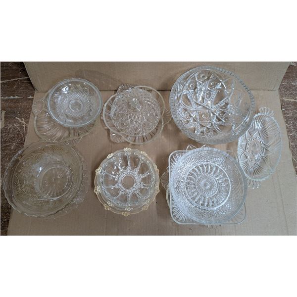 Vintage Glass Trays, Dividers, bowls, and etc.