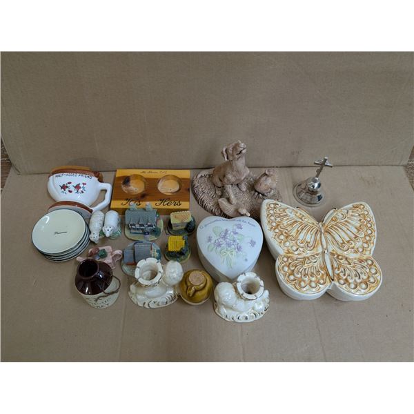 Lot of Misc. Vintage items (Tea Houses, Figurines, Gag Items, bell, and etc.)