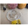 Image 4 : Lot of Misc. Kitchenware (Fruit Design Containers , Vintage Shot Glasses, Vintage orange Juicer, etc